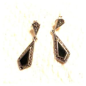 Jewelry - Sterling Silver Kite Black Onyx Marcasite Earrings Jewelry - Sterling Silver Kite Black Onyx Marcasite Earrings